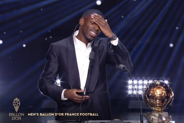 Dembele rơi nước mắt khi nhận Ballon d’Or đầu tiên trong sự nghiệp