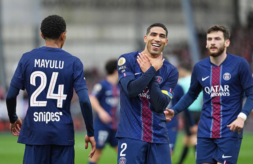 Hakimi lập cú đúp, PSG thẳng tiến chiếm ngôi đầu Ligue 1