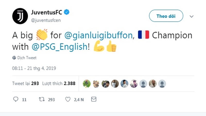 Juventus bất ngờ gửi thông điệp đến Gianluigi Buffon