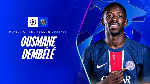 PSG vô địch, Dembele được UEFA trao danh hiệu xuất sắc nhất mùa