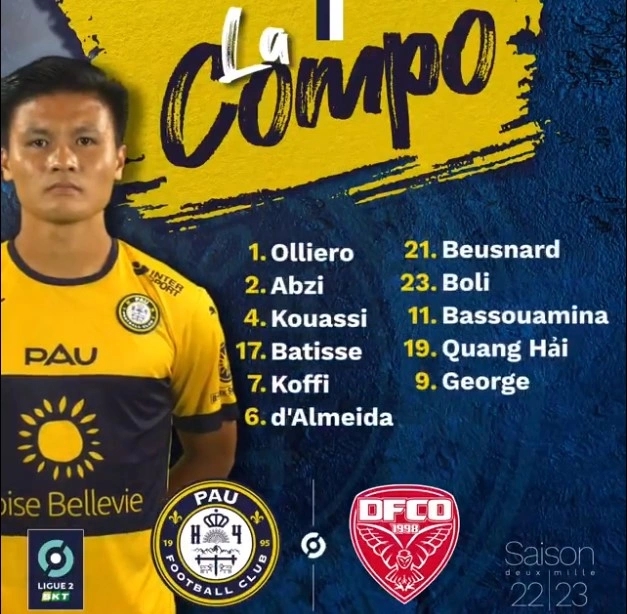 Quang Hải lần đầu đá chính ở Ligue 2